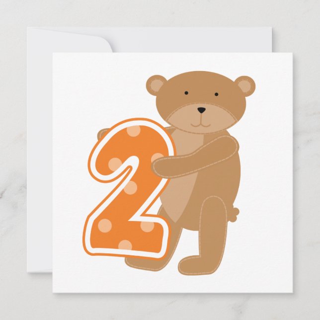 Carte T-shirts et cadeaux de 2e anniversaire de l'ours (Devant)
