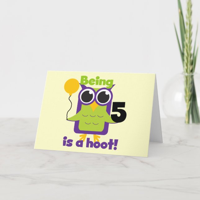 Carte T-shirts et cadeaux de 5 ans de Hoot Owl (Devant)