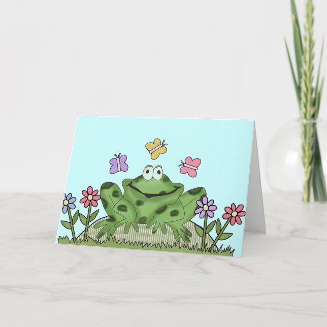 Carte T-shirts et cadeaux de grenouille de jardin fleuri (Devant)