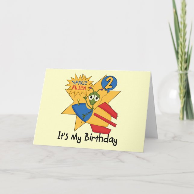 Carte T-shirts et cadeaux de l'Alien spatial 2e annivers (Devant)