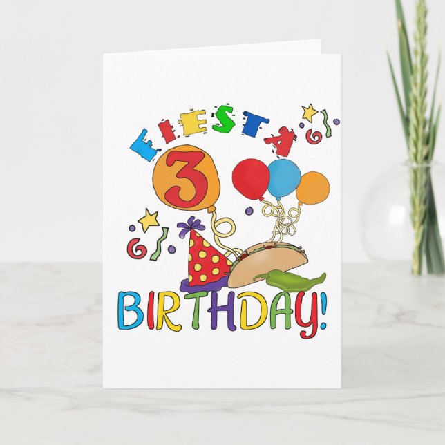 Carte T-shirts et cadeaux Fiesta 3e anniversaire (Devant)