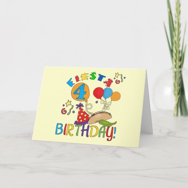 Carte T-shirts et cadeaux Fiesta 4th Birthday (Devant)