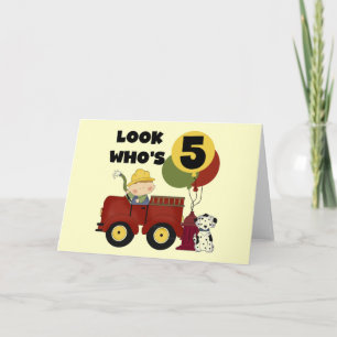 Carte T-shirts et cadeaux Fireman 5e anniversaire