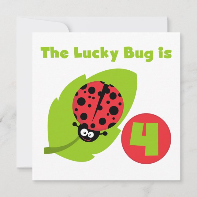 Carte T-shirts et cadeaux Lucky Bug 4th Birthday (Devant)