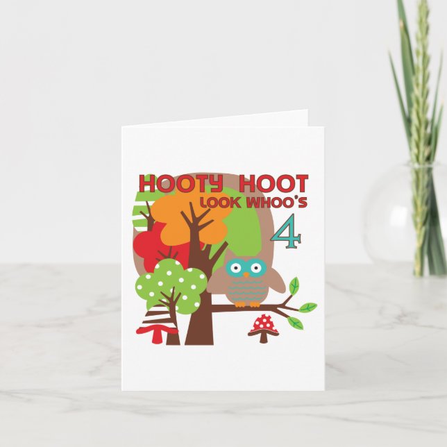 Carte T-shirts et cadeaux Owl 4th Birthday (Devant)
