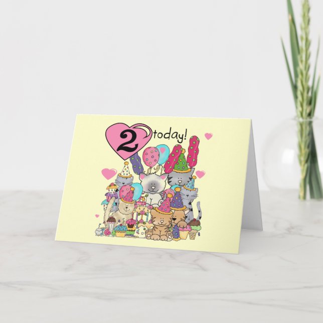 Carte T-shirts et cadeaux Party Kittens 2e anniversaire (Devant)