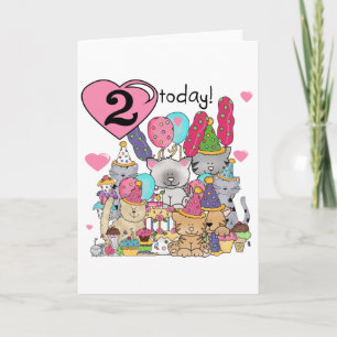 Carte T-shirts et cadeaux Party Kittens 2e anniversaire