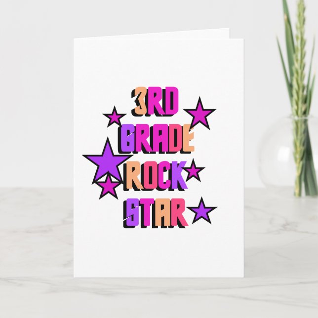 Carte T-shirts et cadeaux Rock Star de 3e année (Devant)