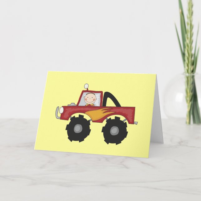 Carte T-shirts et cadeaux rouges de camion de monstre (Devant)