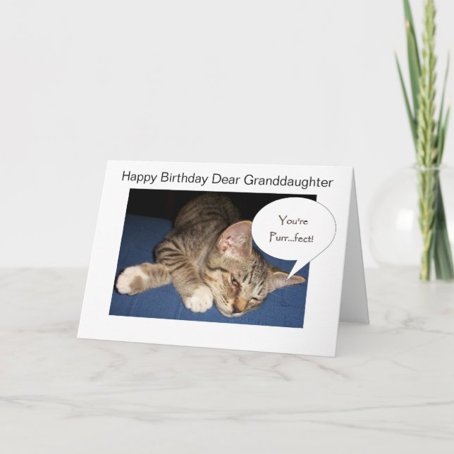 Carte Tabby Cat Grandgirl Anniversaire personnalisé (Devant)