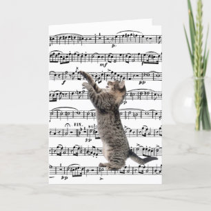 Carte Tabby Cat On Music Anniversaire