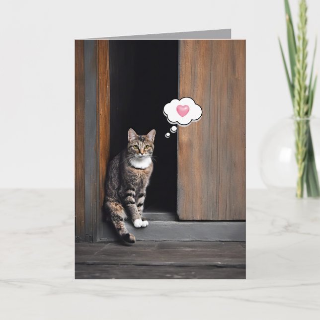 Carte Tabby Cat Penser à vous (Devant)