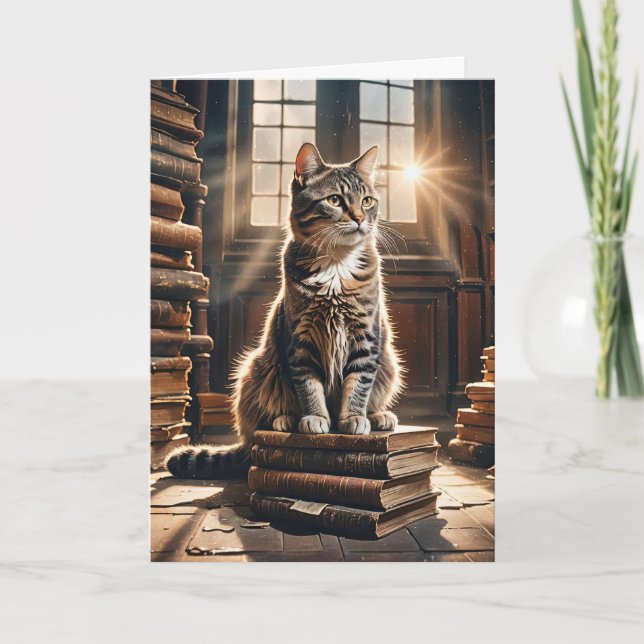 Carte Tabby Cat Sur Les Anciens Livres (Devant)