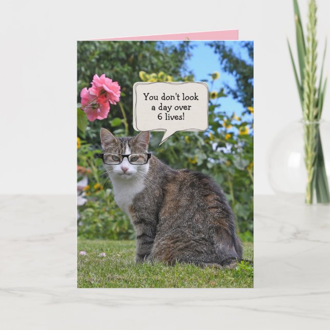 Carte tabby chat avec lunettes de vue anniversaire (Devant)