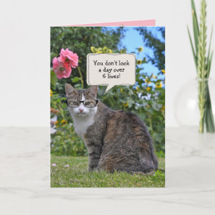 Carte tabby chat avec lunettes de vue anniversaire