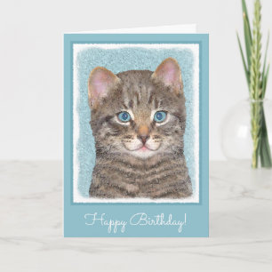 Carte Tabby Gris Peinture Chat - Cute Original Art Chat