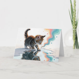 Carte Tabby Kitten anniversaire dans une flaque