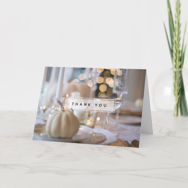 Carte Table élégante avec un décor de table chic Merci (Devant)