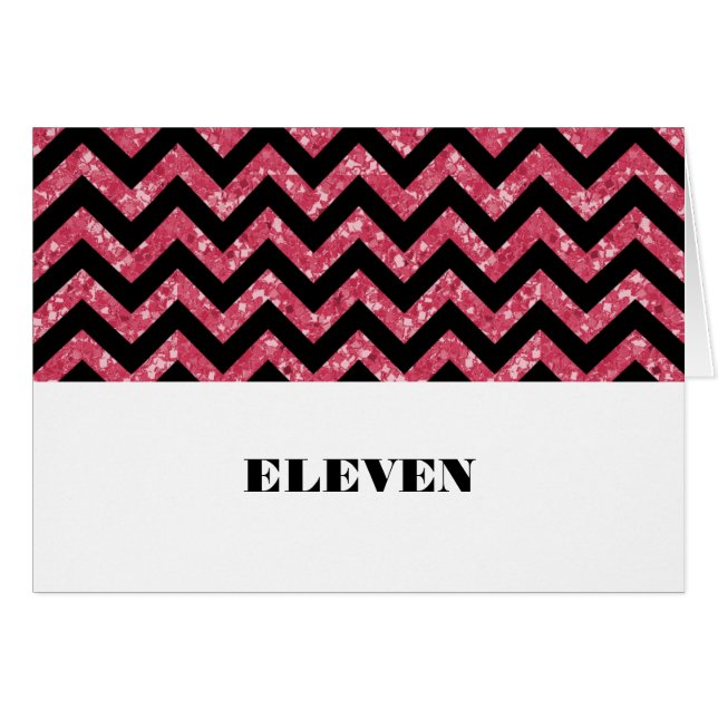Carte table Parties scintillant Chevron rose (Devant horizontal)