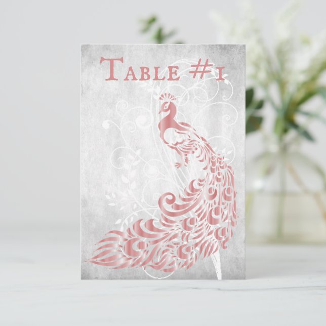 Carte table Pink Peacock Leaf Vin (Debout devant)