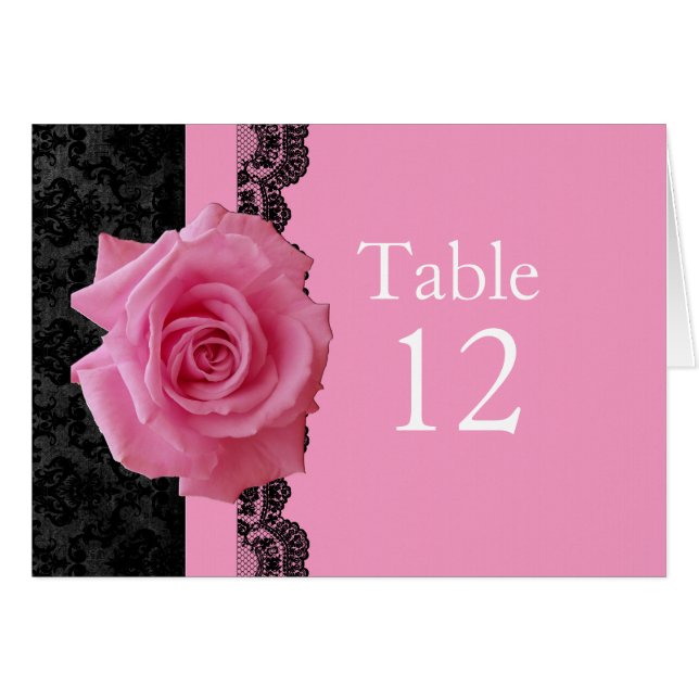Carte table rose rose noir luxe Damask (Devant horizontal)