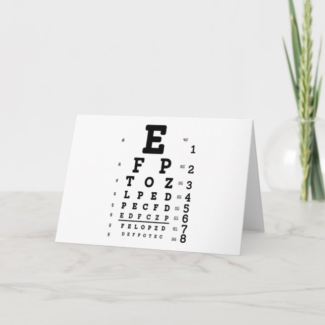 Carte Tableau d'acuité visuelle Optométriste (Devant)