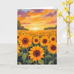 Carte Tableau de paysage de coucher de soleil dans un ch