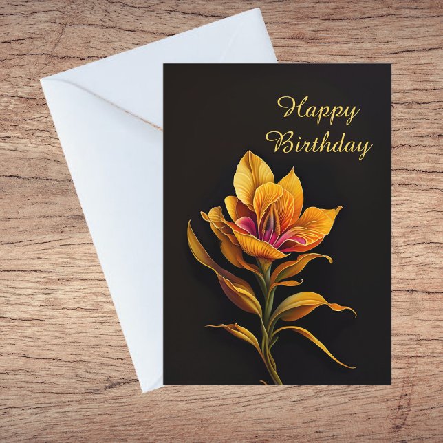 Carte Tableau Floral Jaune Iris Anniversaire (Créateur téléchargé)