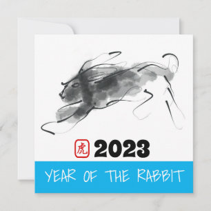 Carte Tableau original Chinois Lapin Année Anniversaire 