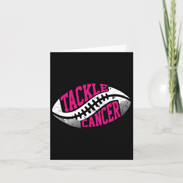Carte Tackle Football Ball Ruban Rose Cancer du Sein Awa (Devant)