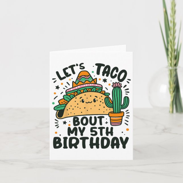 Carte Taco Bout My 5th Birthday Mexican Party Boys (Devant)