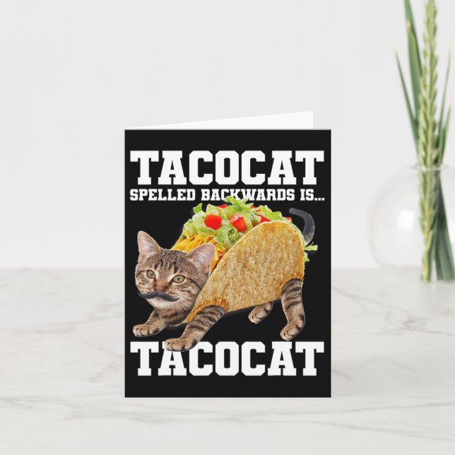 Carte Taco Chat Écrit À L'Arrière Est Tacocat Mème Silly (Devant)