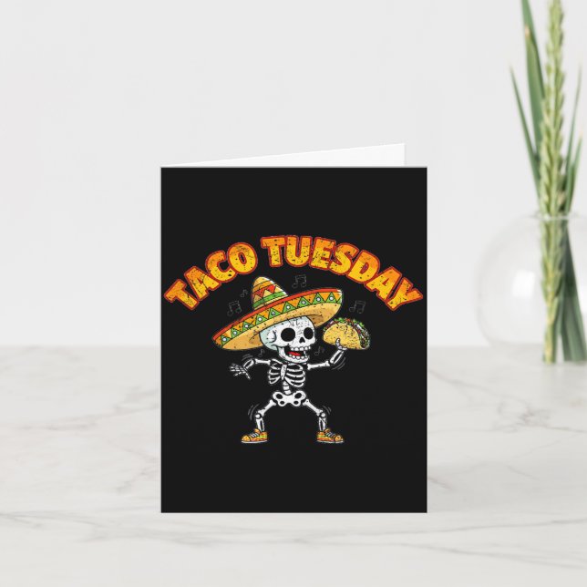 Carte Taco mardi dansant squelette drôle cinco de mayo (Devant)