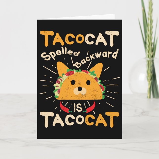 Carte Tacocat épelé à l'envers Cinco de Mayo Cat Taco (Devant)