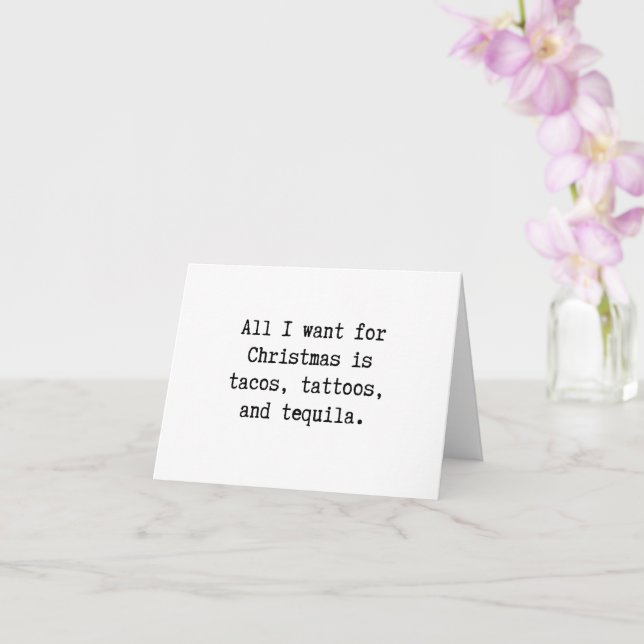 Carte Tacos, tattoos, tequila Christmas card (Orchidée)