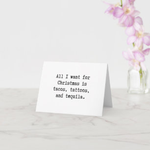 Carte Tacos, tattoos, tequila Christmas card