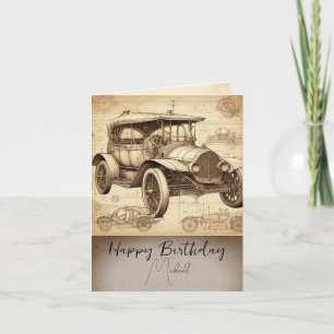 Carte Tacot Faux Vintage illustration personnalisée BC