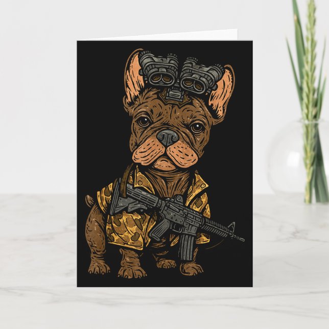 Carte Tactical Frenchie Drôle Chien Bouledogue Avec Nvg  (Devant)