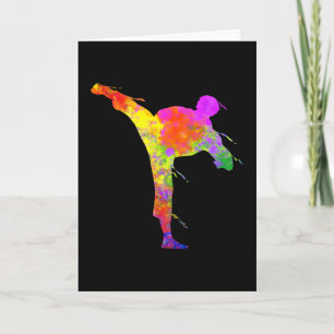 Carte Tae Kwon Do Karate Silhouette colorée pour filles