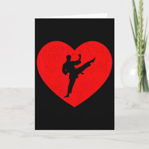 Carte Taekwondo Saint-Valentin Cœur Forme Amoureux de Ta