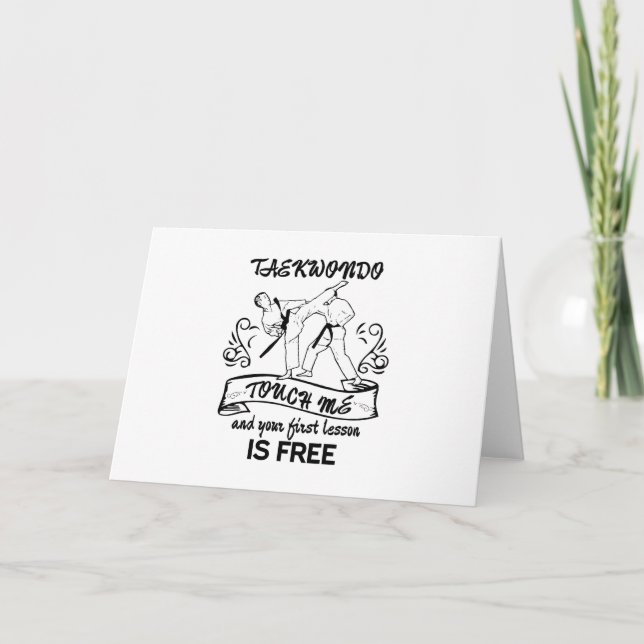 Carte Taekwondo Touchez-moi et votre première leçon est  (Devant)