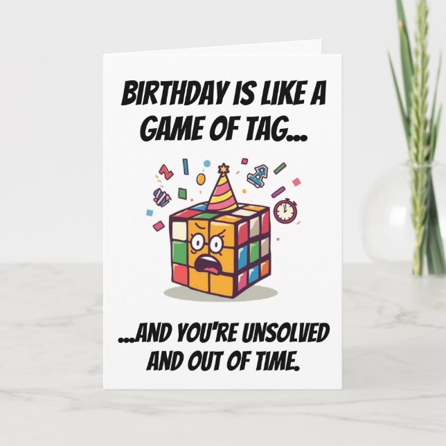 Carte Tag drôle d'anniversaire non résolu Speedcube Blag (Devant)
