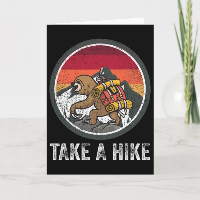 Carte Take A Hike Retro Hiker Sloth Hiking Trekking Fun  (Devant)