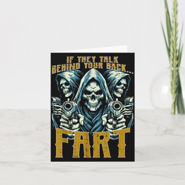 Carte Talk Behind Your Back Fart Skeleton Funny Saying M (Devant)