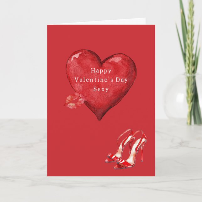 Carte Talons Hauts Rouge Cœur Baiser Saint Valentin (Devant)