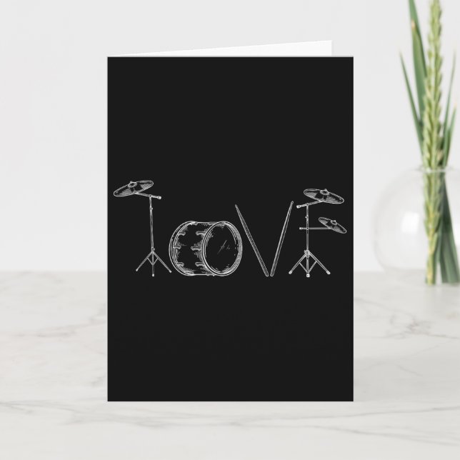 Carte Tambours d'amour Joyeuse Saint-Valentin Batteur de (Devant)