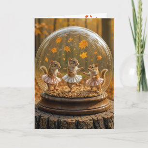 Carte Tamias d'anniversaire dansant dans un globe de ver