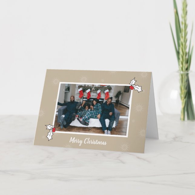 Carte Tan 2 Holly Berries Photo numérique Art de Noël (Devant)