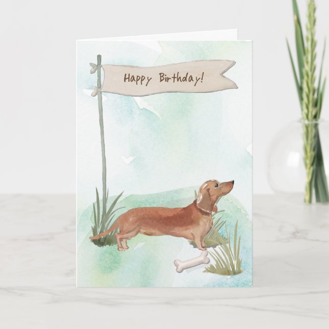 Carte Tan Dachshund Chien sous signe d'anniversaire (Devant)