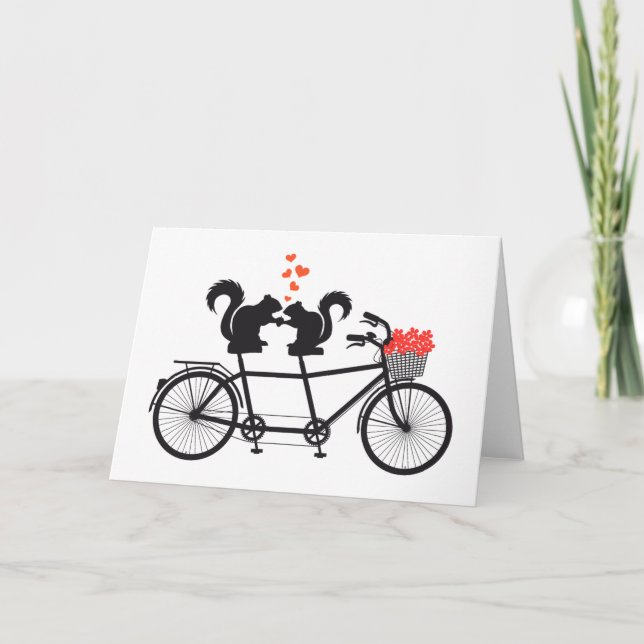 Carte tandem bicycle with squirrels (Devant)